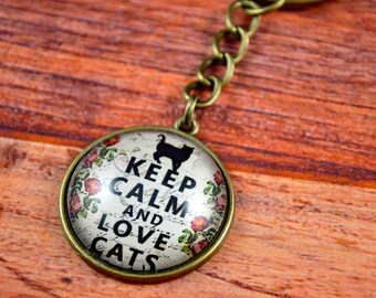 Cat Key Chain, Cat Key Ring, Cat Gift, Cute Cat Key Chain, Cute Cat Gift, Kitty Gifts, Gifts for Her, Teen Gift, Teen Key Chain