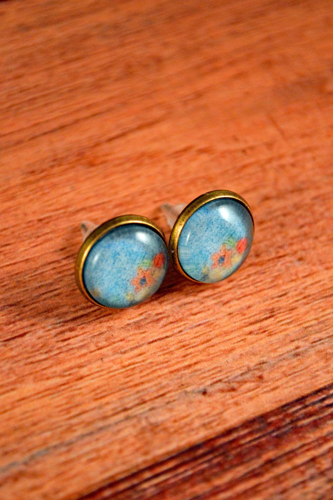 Pastel Earrings Pastel Studs Watercolor Earrings Watercolor Etsy