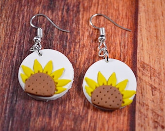 Sunflower Earrings, Sunflower Jewelry, Hippie Earrings, Hippie Jewelry, Gold Sunflower, Flower Charm, Sunflower Charm, Floral Earrings