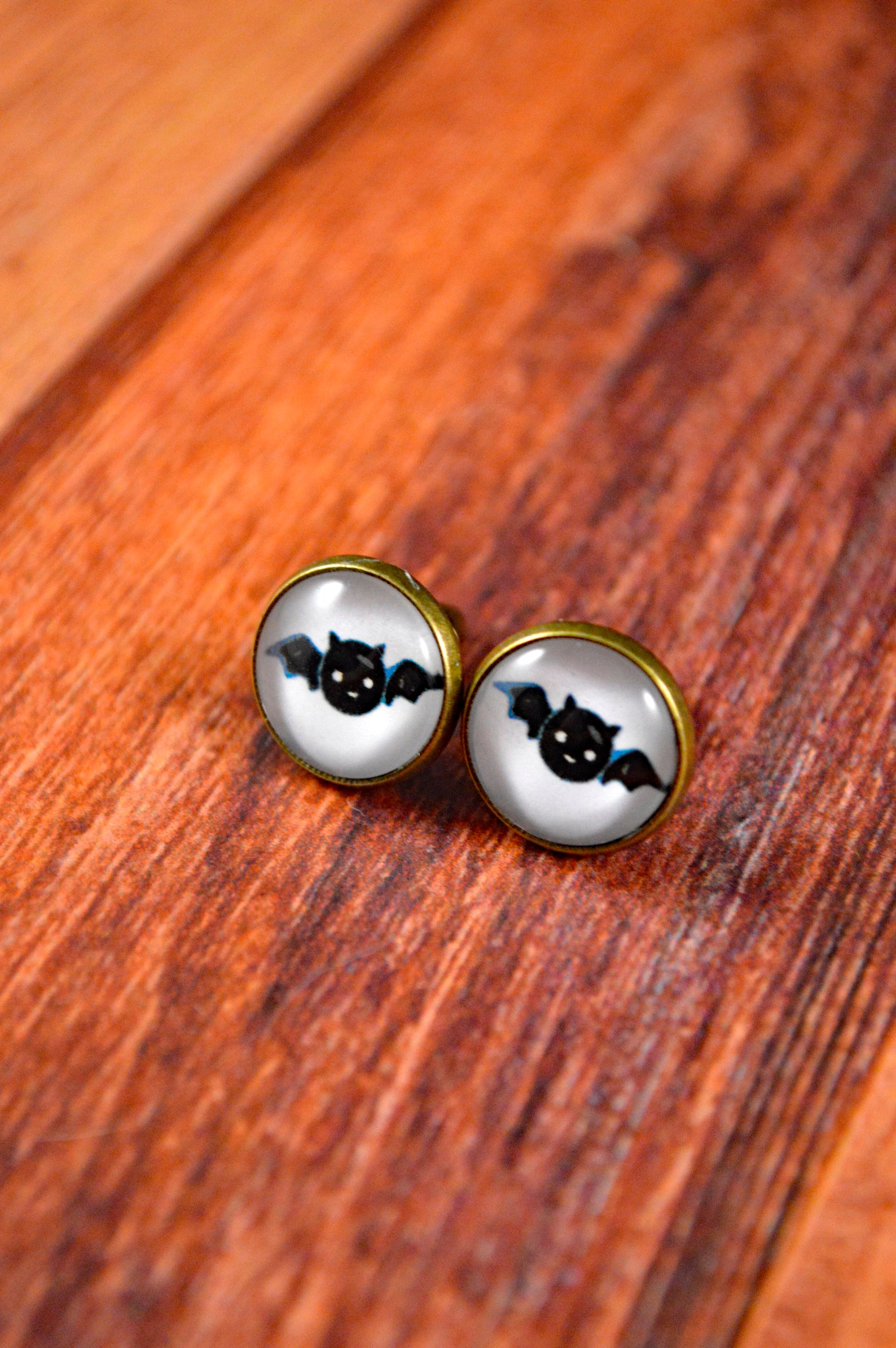 Black Bat Studs Bat Studs Bat Earrings Cute Bat Jewelry Etsy