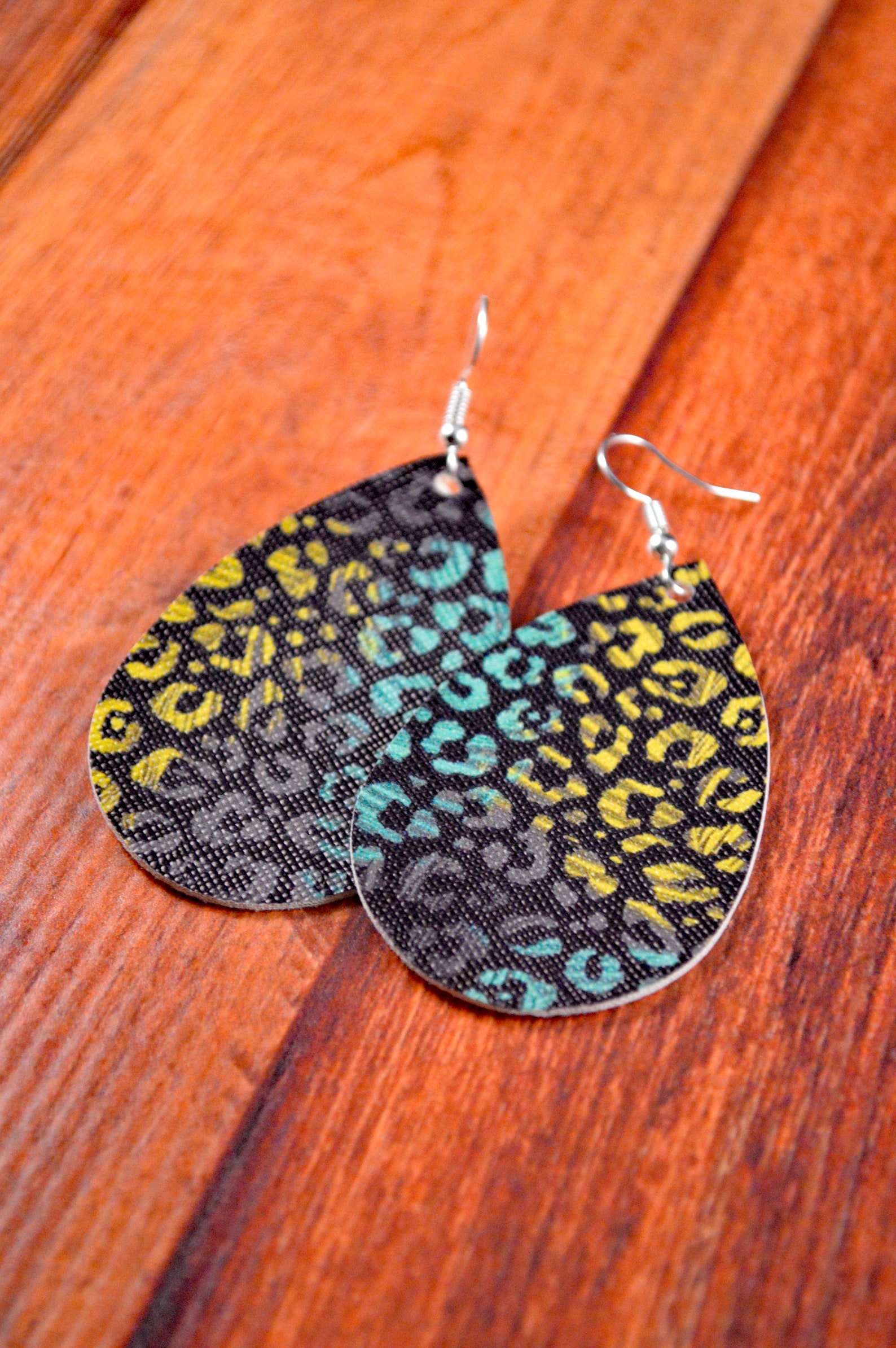 Animal Print Earrings Leopard Print Leopard Earrings Blue | Etsy