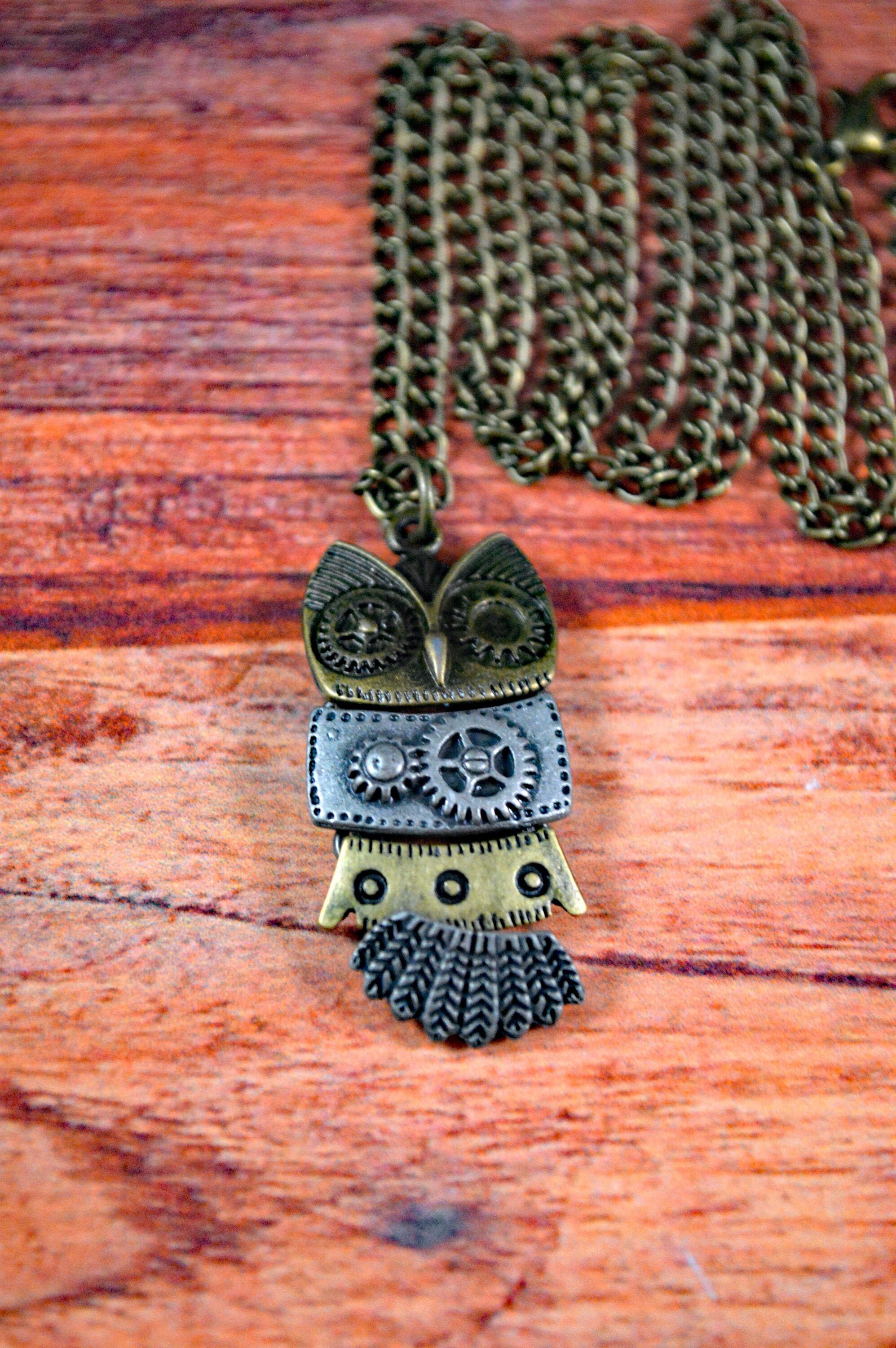 Owl Jewelry, Owl Necklace, Gear Owl Necklace, Steampunk Necklace, Steampunk Jewelry, Gear Owl, Gear 