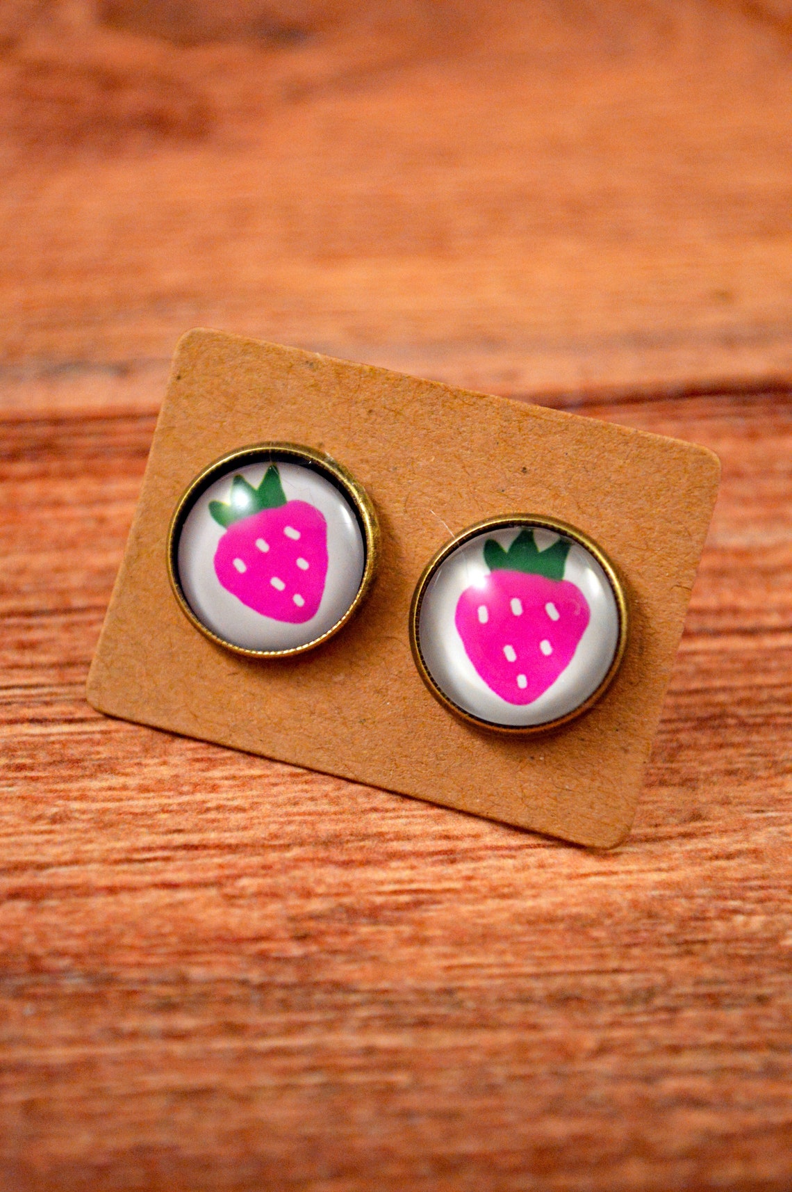 Strawberry Studs Strawberry Earrings Strawberry Jewelry Etsy