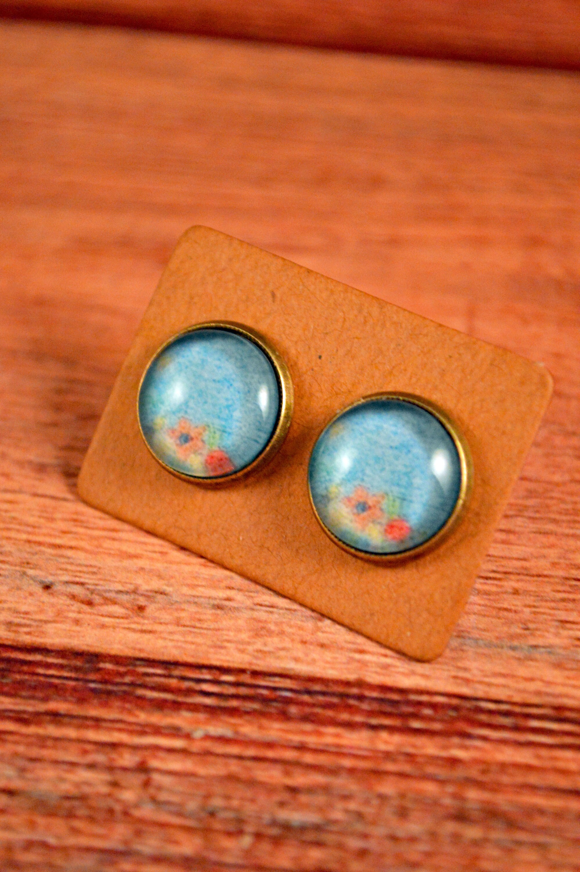 Pastel Earrings Pastel Studs Watercolor Earrings Watercolor Etsy