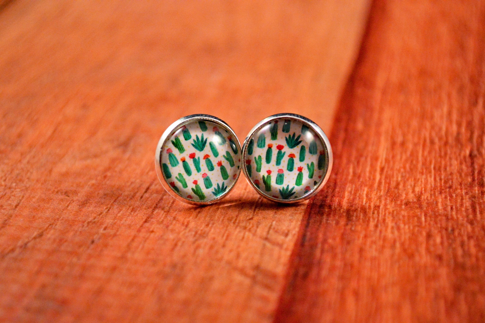Succulent Earrings Cactus Earrings Cactus Stud Earrings Etsy