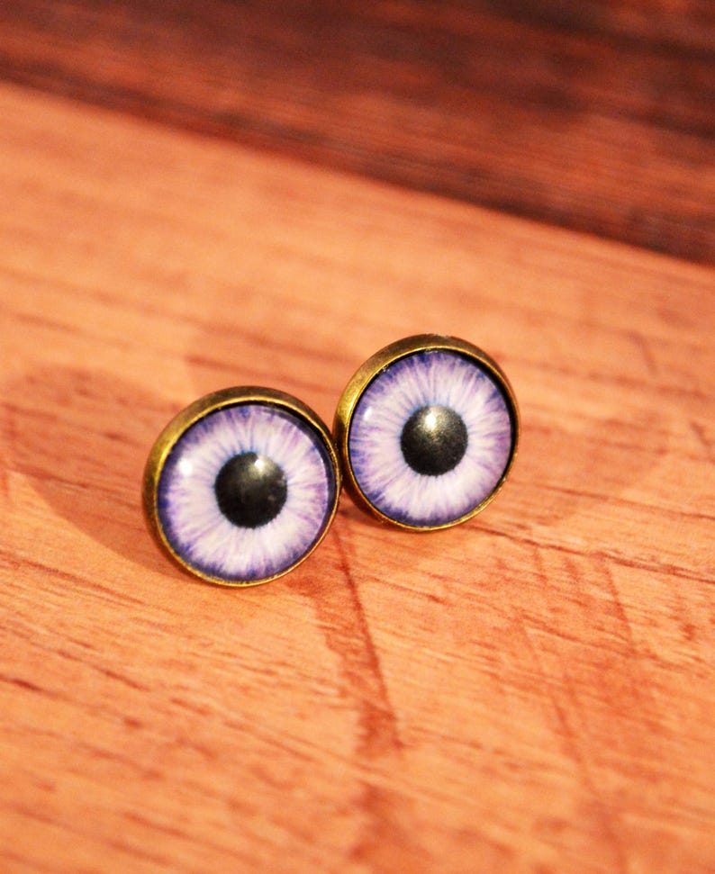 Purple Cat Eye Studs, Cat Jewelry, Cat Eye Studs, Cat Eye Earrings, Cat Eye Stud Earrings, Cat Eye Jewelry, Cat Eyes, Cat Eye Stud image 4