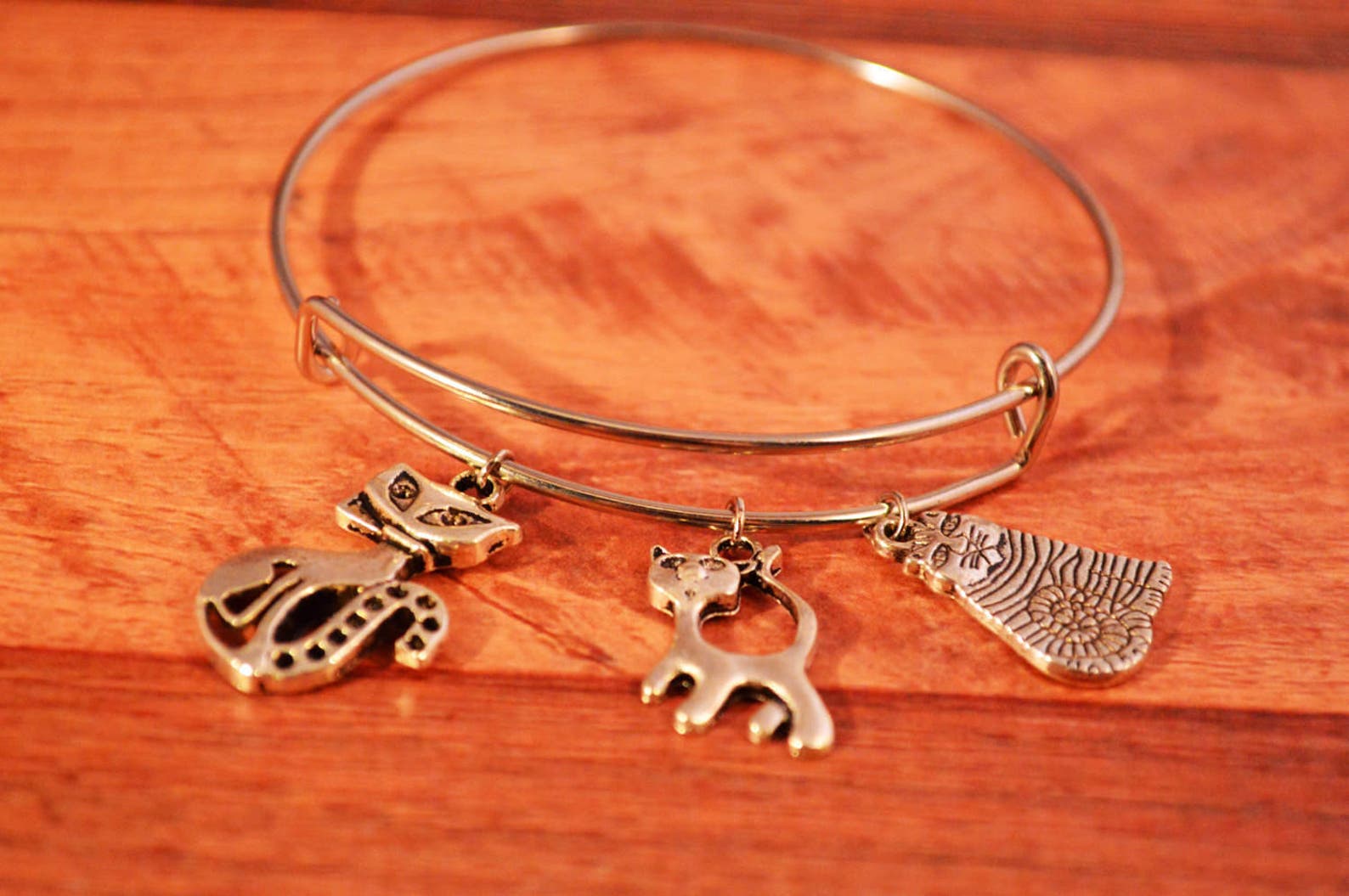 Cat Theme Adjustable Bangle Cat Bracelet Cat Jewelry Cat Etsy