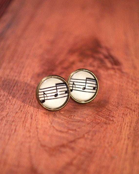 Music Note Studs Sheet Music Earrings Sheet Music Jewelry - Etsy
