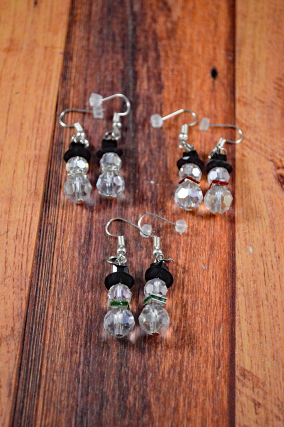 Boucles d'oreilles bonhomme de neige - bijoux du pays des