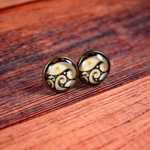 Black Paisley Studs, Paisley Jewelry, Paisley Posts, Paisley Stud Earring, Paisley Earring Post, Paisley Jewellery, Quirky Studs image 3