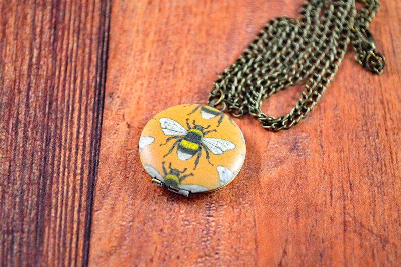 Bee Locket, Bee Jewelry, Gold Bee Locket, Bug Locket, Bug Jewelry ...