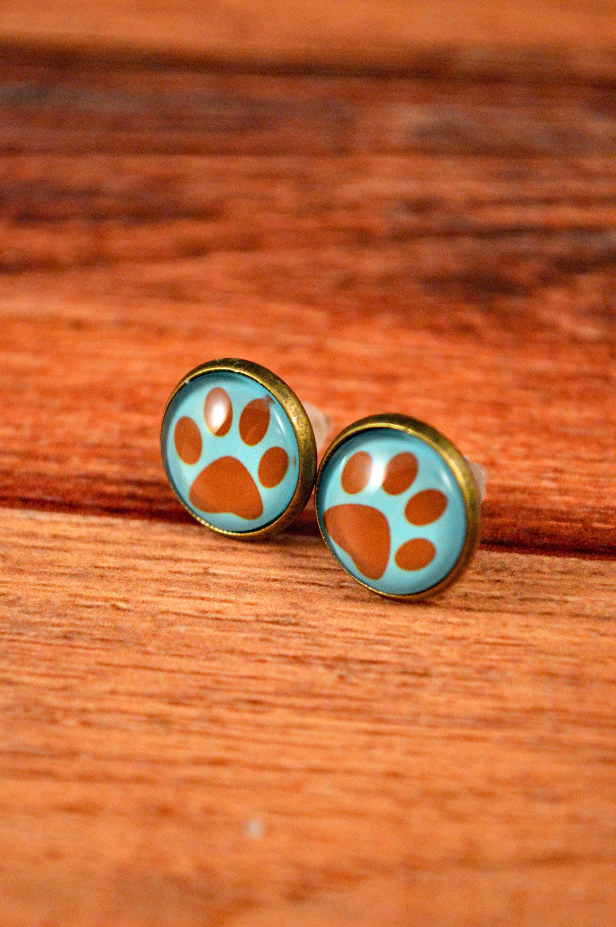 Paw Print Earrings Paw Print Jewelry Cat Paw Studs Dog Paw Etsy