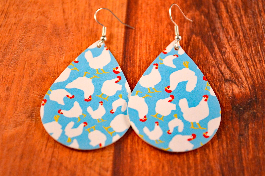 Chicken Earrings, Chicken Jewelry, Cute Farm Earrings, Farm Jewelry