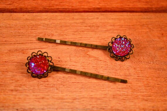 Red Bobby Pins Red Hair Pins Pink Hair Pin Set Red Pin Set Etsy
