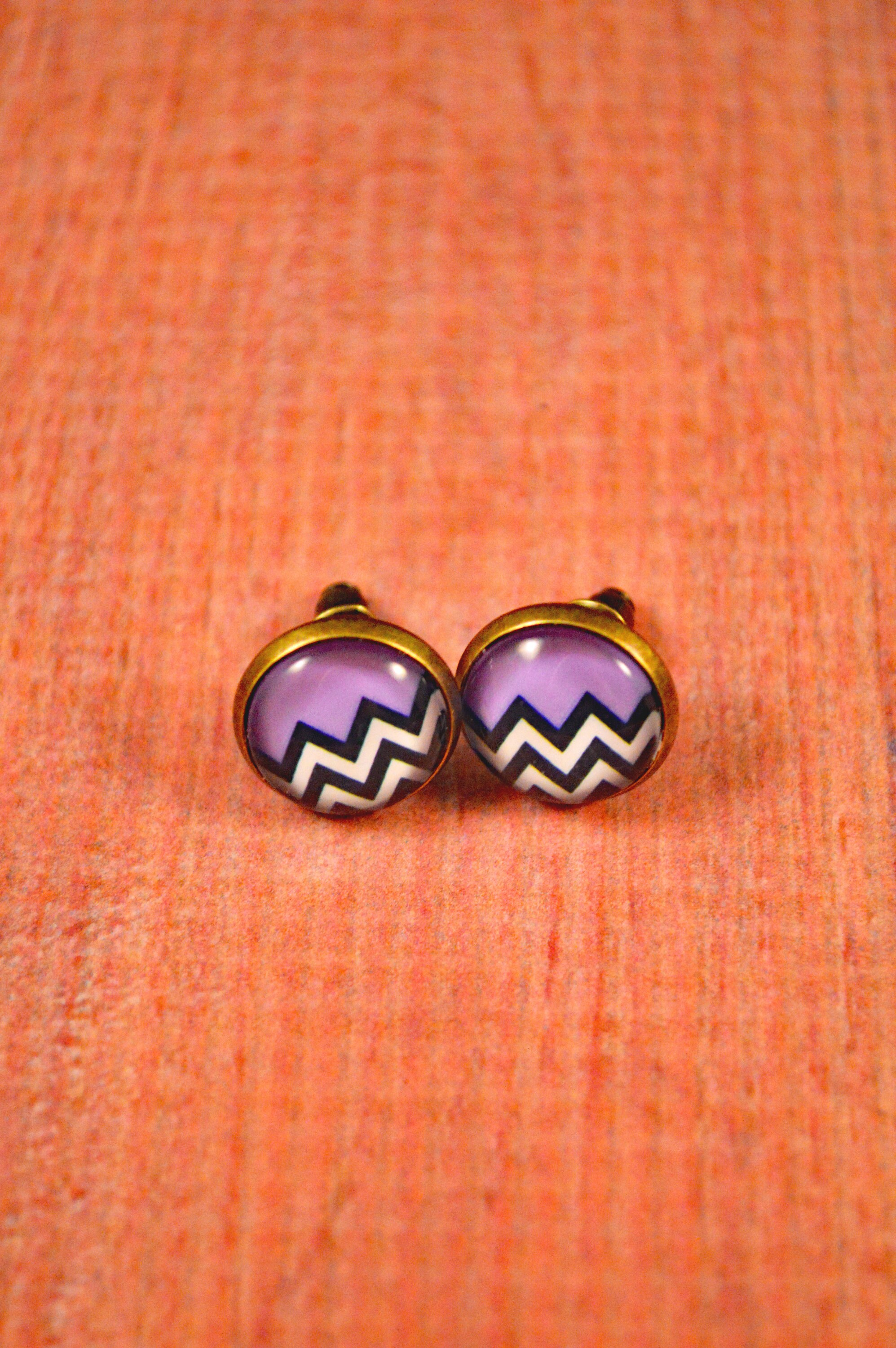Chevron Studs Chevron Earrings Chevron Jewelry Chevron Etsy UK