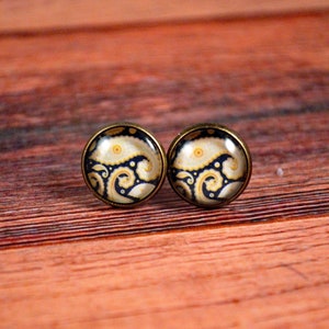 Black Paisley Studs, Paisley Jewelry, Paisley Posts, Paisley Stud Earring, Paisley Earring Post, Paisley Jewellery, Quirky Studs image 4