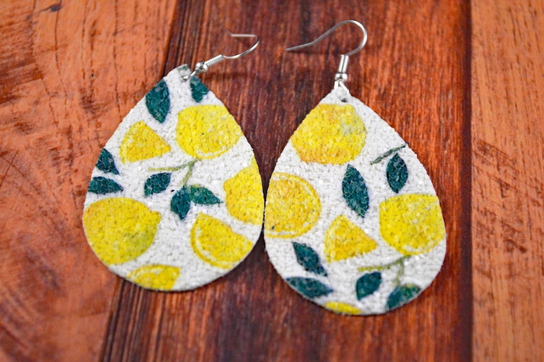 Lemon Earrings Lemon Jewelry Lemony Earrings Fruit Etsy