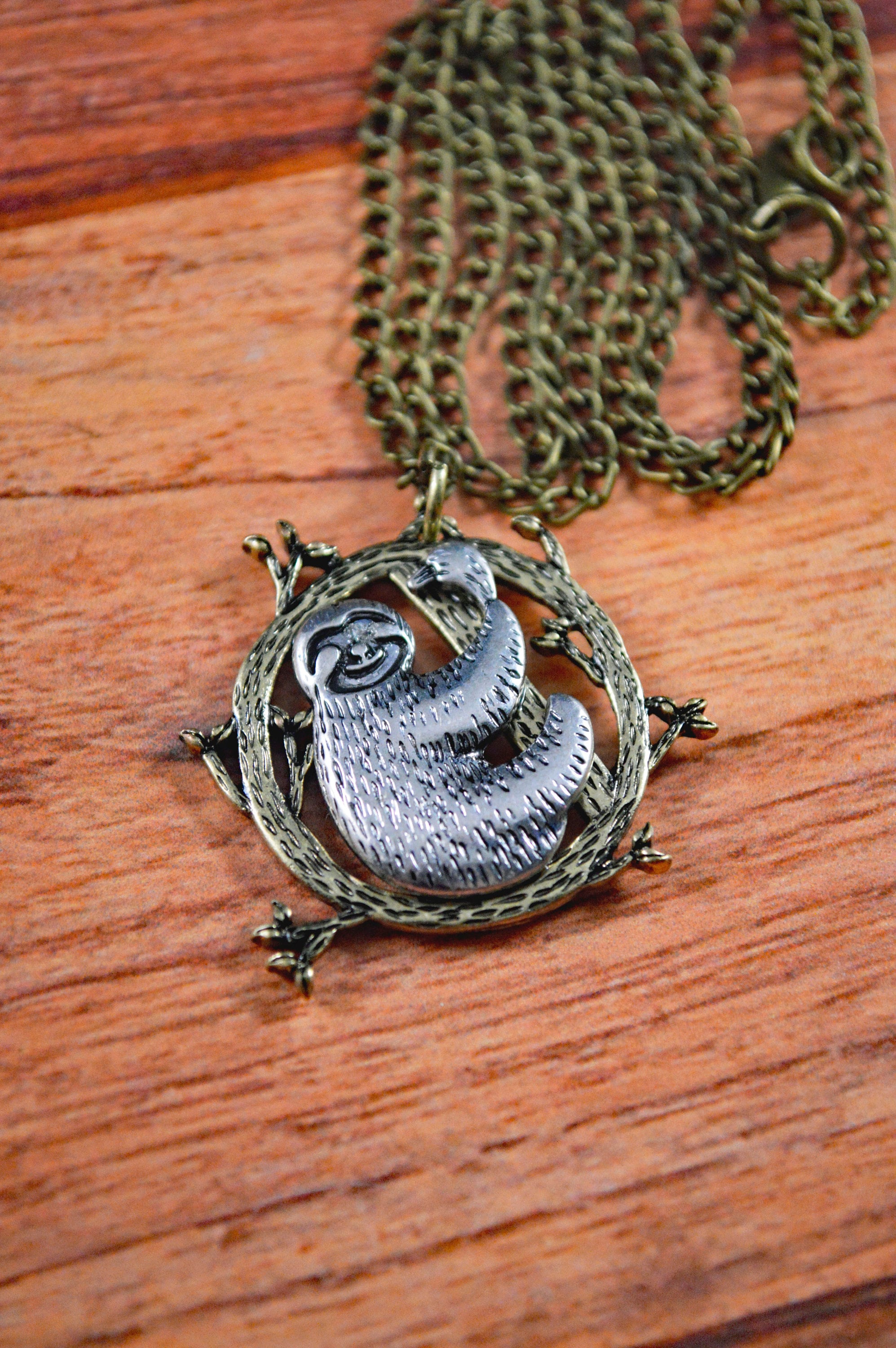 Sloth Necklace, Sloth Jewelry, Sloth Gift, Cute Sloth Necklace, Hanging Sloth Jewelry, Sloth Lover, Animal Jewelry, Animal Necklace