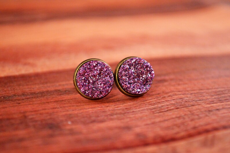 Glitter Earrings Glitter Jewelry Glitter Studs Purple Etsy