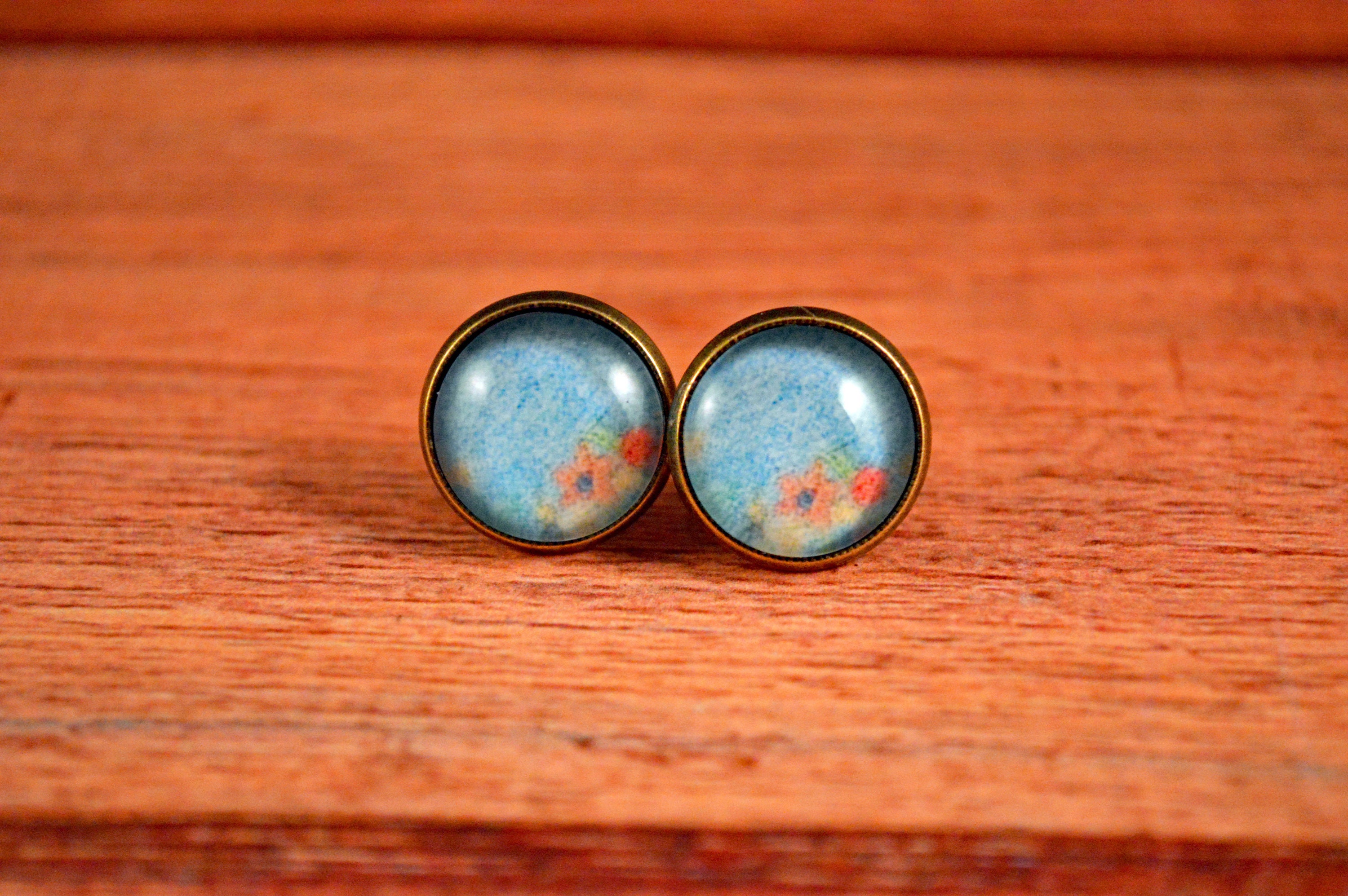 Pastel Earrings Pastel Studs Watercolor Earrings Watercolor Etsy