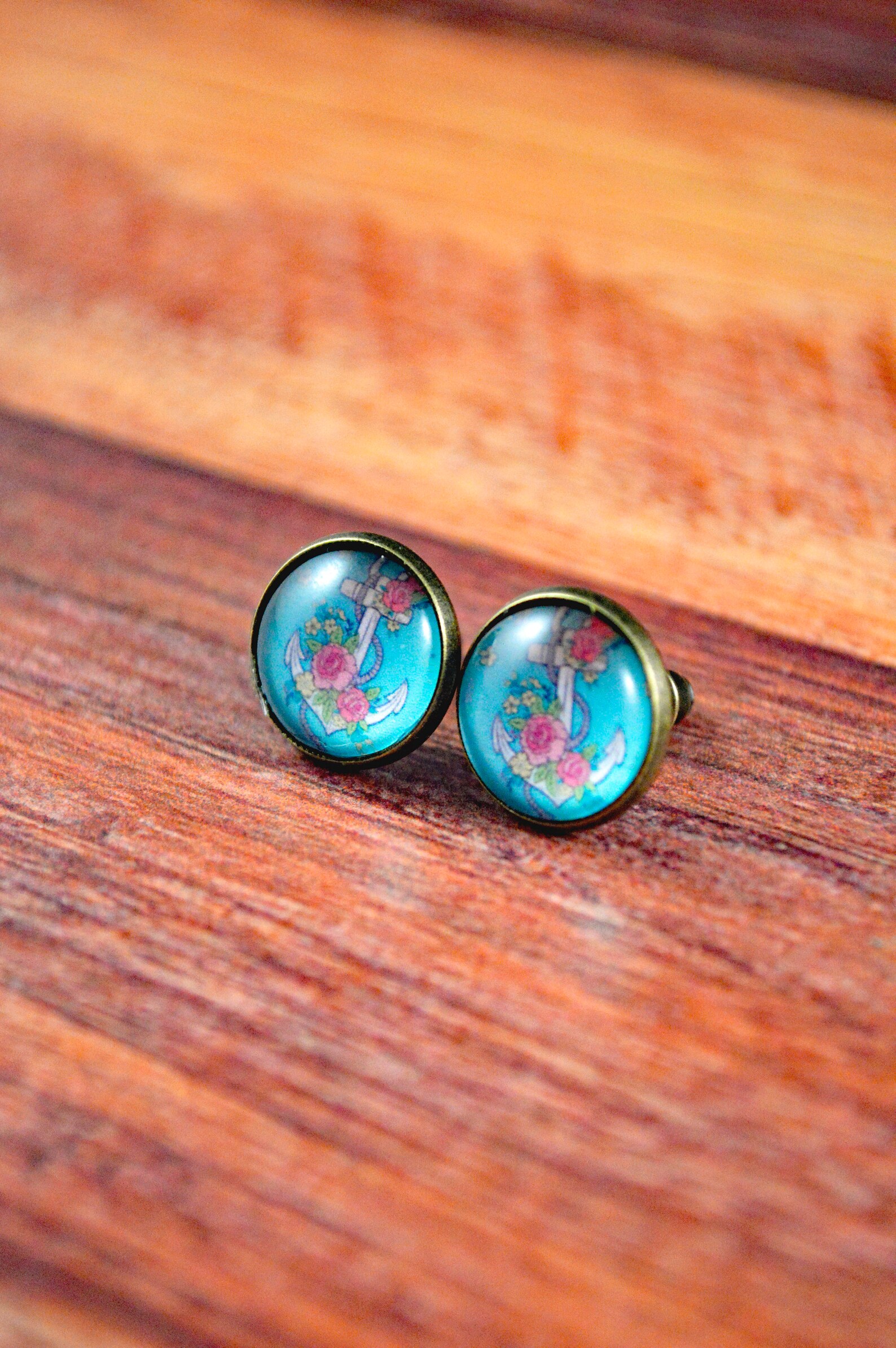 Anchor Studs Anchor Earrings Anchor Jewelry Blue Anchor Etsy