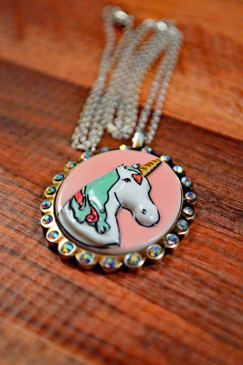 Unicorn Necklace, Unicorn Cameo, Unicorn Jewelry, Unicorn Pendant, Fantasy Necklace, Fantasy Cameo, Fantasy Jewelry, Black Unicorn image 2