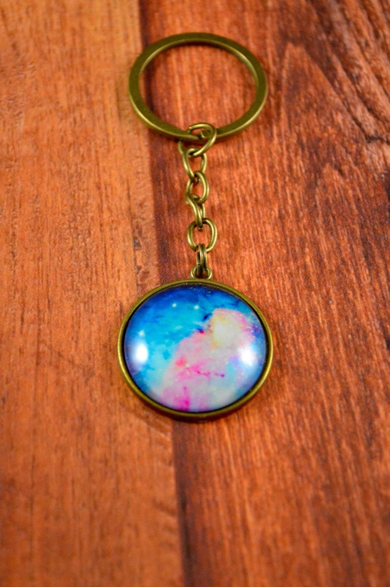 Galaxy Key Chain, Galaxy Key Ring, Nebula Key Ring, Nebula Key
