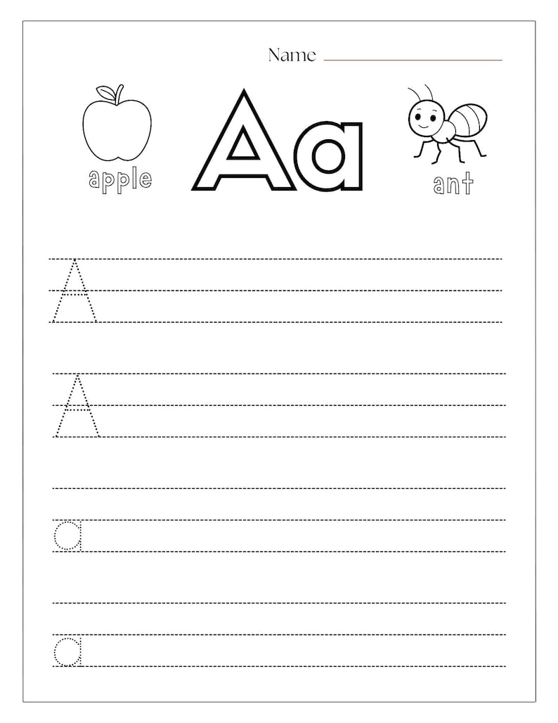 English Alphabet Tracing Worksheets A-Z, Letter Writing Practice for