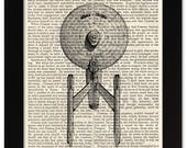 Star Trek Enterprise Art Print on 1850 Antique Book Page - 5x7 Framed Art - SciFi Cinema Movie Film Art Gift for Boy Guy Girl