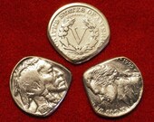 Set of 3 Nickel Guitar Mandolin Picks Liberty V Nickel Indian Head Buffalo Nickel Jefferson Nickel USA FREE SHIPPING