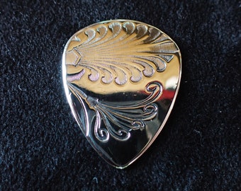 Antique British Nickelsilver Guitar Pick - 1880's-1920's Era - Sheffield, United Kingdom - One of a Kind - Free Shipping - 041422-22