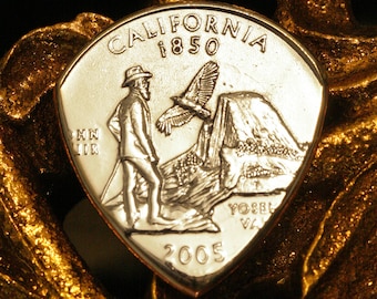 California State Coin Guitar and Mandolin Pick . or Any State You Choose . Made in Nashville . Free Worldwide Shipping