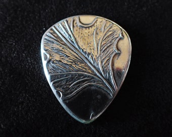 Antique Aluminum Guitar Pick - WW2 Era - Embossed & Hammered - One of a Kind - Free Shipping - 041422-06