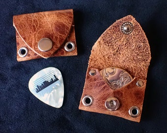 Leather Guitar Pick Pouch / Guitar Pick Wallet / Made in Tennessee / Tough, Durable American Leather