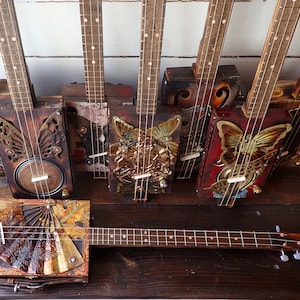 Cigar Box Guitar - 3 String Folk Art Resonator Style - Premium Custom Build from Nashville Picks