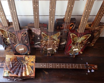 Cigar Box Guitar - 3 String Folk Art Resonator Style - Premium Custom Build from Nashville Picks