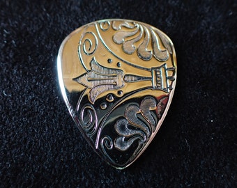 Antique British Nickelsilver Guitar Pick - 1880's-1920's Era - Sheffield, England - One of a Kind - Free Shipping - 041422-23