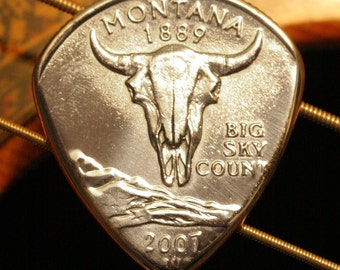 Montana State Coin Guitar and Mandolin Pick . or Any State You Choose . Made in Nashville . Free Worldwide Shipping