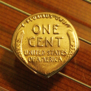 Guitarra antiga de moeda de um centavo de trigo dos EUA e palheta de bandolim... Frete grátis para todo o mundo