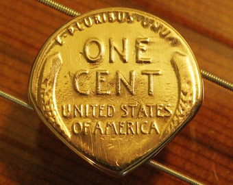 Antique USA Wheat Penny Coin Guitar & Mandolin Pick ... Free Worldwide Shipping