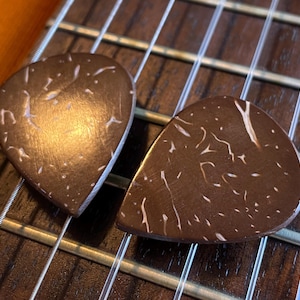 Coconut Wood Guitar Picks (Set of 2): Acoustic, Mandolin, Ukulele
