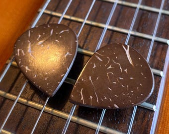 Palhetas de violão de madeira de coco (conjunto de 2): acústica, bandolim, ukulele