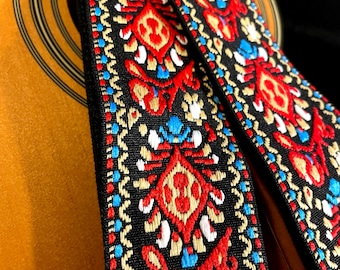 Woven Guitar Strap "Kaleidoscope" Adjustable for Mandolin Electric Acoustic Bass Banjo Ukulele Dobro