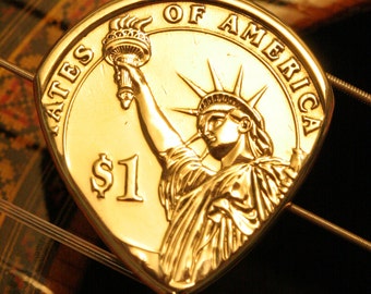 USA Liberty Gold Dollar Coin Guitar Pick for Acoustic and Electric Guitar, Bass, Mandolin, Ukulele, Dulcimer