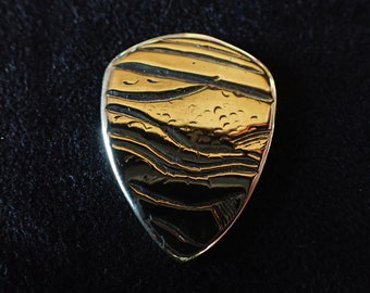 Qing Dynasty Brass Guitar Pick - 1700's Era - Poured & Carved - One of a Kind - Free Shipping - 041422-07