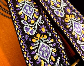 Woven Guitar Strap "Peacock Pop" Adjustable for Mandolin Electric Acoustic Bass Banjo Ukulele Dobro