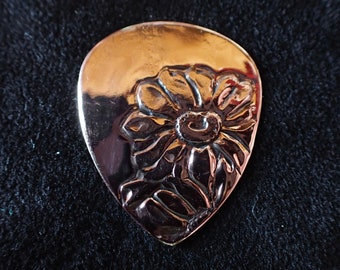 Antique Copper Guitar Pick - American 1940's-1950's - Embossed - One of a Kind - Free Shipping - 041422-12