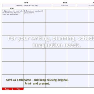 Invulbaar storyboard-sjabloon (PDF) | Filmmaker | Videomaker | Schrijver | Projectontwerp | Planningsblad (direct te downloaden)