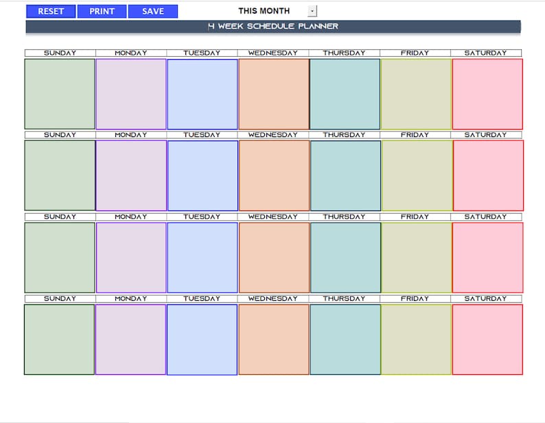 PDF Fillable 4 Week Planner - Etsy