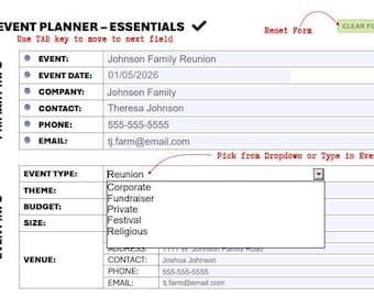 Event Planner - Essentials PDF Template